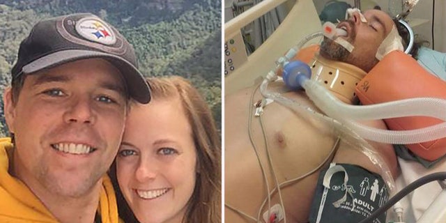 Jeff Swedenhjelm, 40, is paralyzed from the chest down after falling 33 feet from a roof.