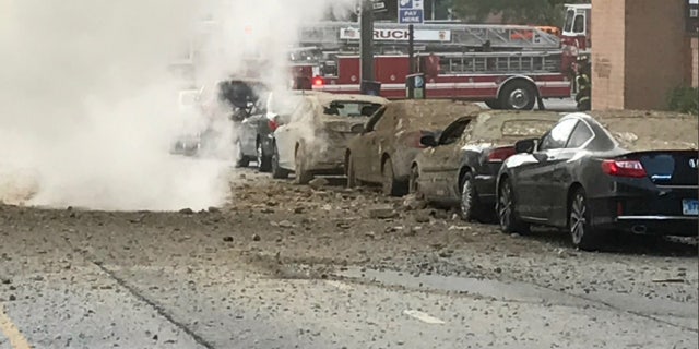 The scene after a steam pipe explosion in Baltimore.