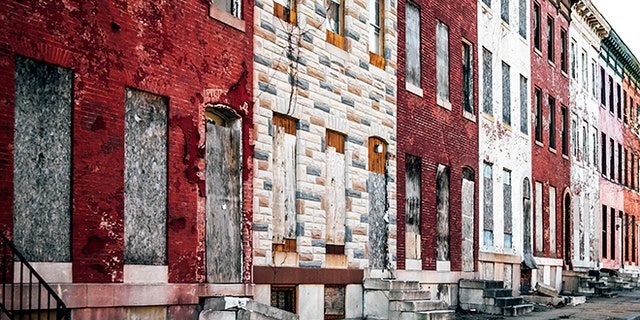 Abandoned buildings. West Baltimore, Maryland.