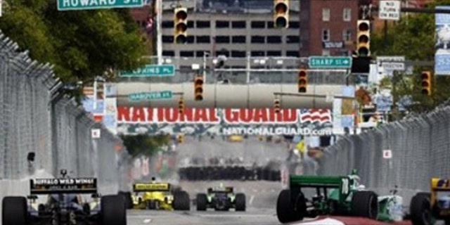 IndyCar drivers practice for the Baltimore Grand Prix
