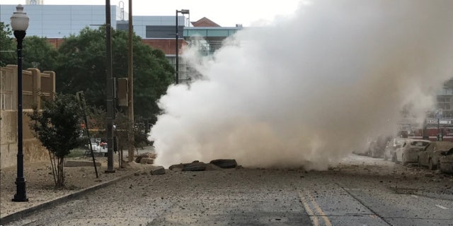 The scene after a steam pipe explosion in Baltimore.