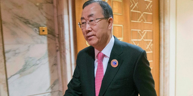 FILE: Jan. 15, 2014: United Nations Secretary General Ban Ki-moon at Bayan Palace in Kuwait City, Kuwait.
