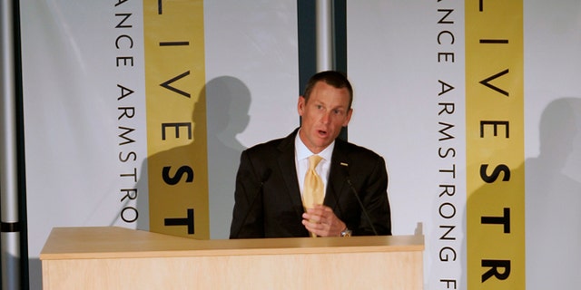 Jan. 19, 2009: This file photo shows Lance Armstrong speaking during the launch of the Livestrong Global Cancer campaign  Royal Adelaide Hospital in Adelaide, Australia.
