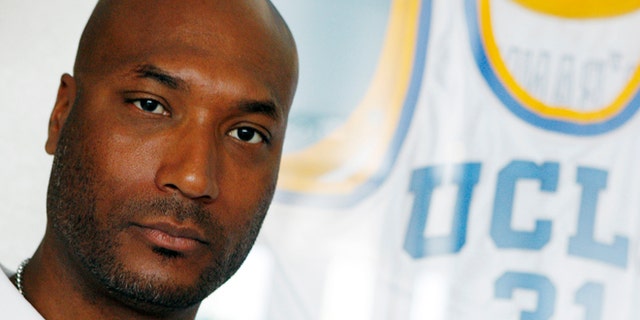 Sept. 18, 2010: In this file photo, former UCLA basketball player Ed O'Bannon Jr. sits in his office in Henderson, Nev.