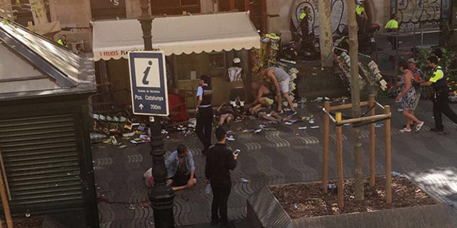 The scene in Barcelona.
