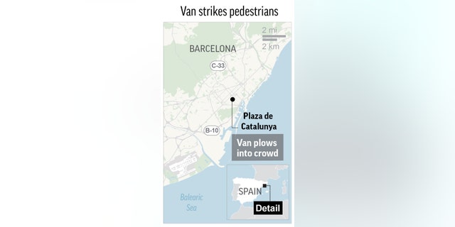 Barcelona police, in a tweet, told people to stay away from the center of the city.