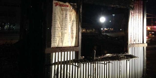 The coffee stand was destroyed when a fire apparently ignited a propane tank. (KCPQ)