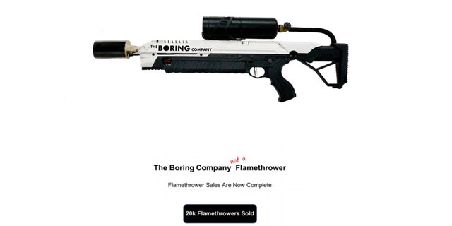 The Boring Company 'Not a Flamethrower' (Screenshot from www.boringcompany.com)