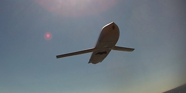 An image, taken from a drone, of the missile's belly
