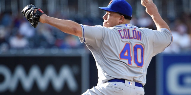 SAN DIEGO, CALIFORNIA - MAY 7: Bartolo Colon #40 of the New York Mets pitches during the first inning of a baseball game against the San Diego Padres at PETCO Park on May 7, 2016 in San Diego, California. (Photo by Denis Poroy/Getty Images)