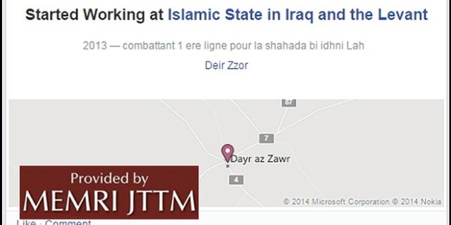In a check-in on Facebook, Aggad states that he was in the Syrian city of Deir Ez-Zor working for the Islamic State in 2013 "fighting in the front line for martyrdom." (MEMRI)