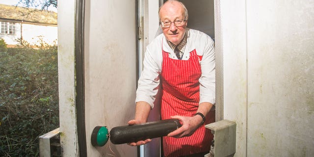 McCabe used the black pudding as a battering ram, and managed to de-ice the safety release button and free himself before he froze to death.