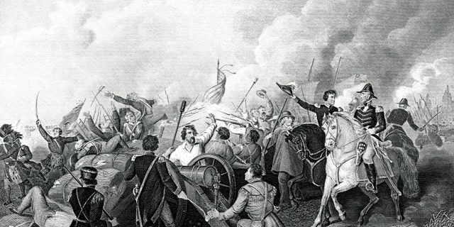 An illustration of the Battle of New Orleans. Fought from Dec. 14, 1814 to Jan. 18, 1815, the battle was the last major engagement of the War of 1812.