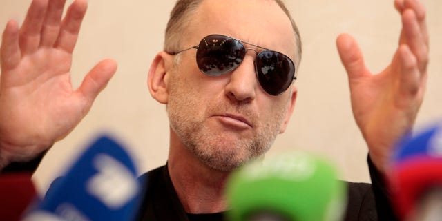 The father of the two Boston bombing suspects, Anzor Tsarnaev speaks at a news conference in Makhachkala, the southern Russian province of Dagestan, Thursday, April 25, 2013. The father of the two Boston bombing suspects said Thursday that he is leaving Russia for the United States in the next day or two, but their mother said she was still thinking it over. (AP Photo/Musa Sadulayev)