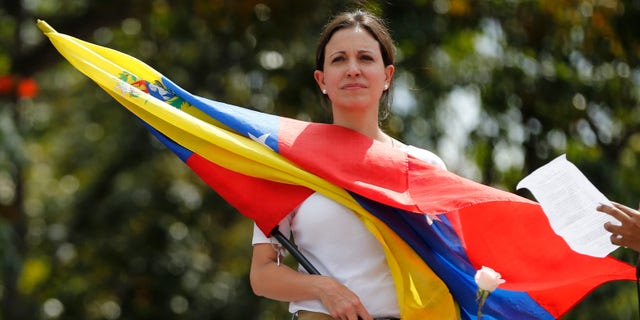Leading opposition politician Maria Corina Machado during a rally in Caracas, Venezuela, Wednesday, March 26, 2014.