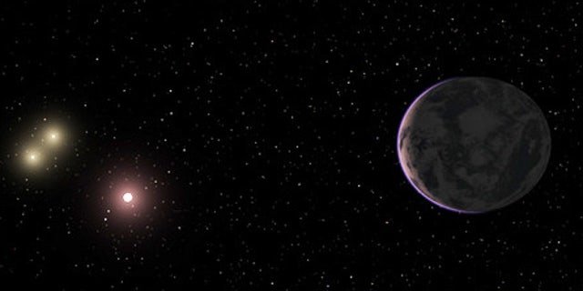 An artist's conception of the alien planet GJ 667Cc, which is located in the habitable zone of its parent star.