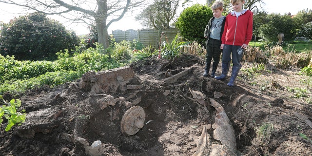 The remains of the car were buried under a rockery.