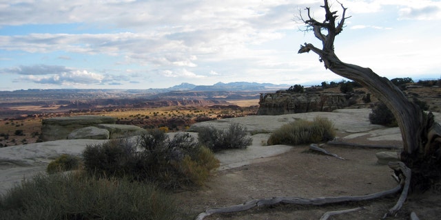The San Rafael Swell, a huge craggy geologic feature, is located in south-central Utah approximately 30 miles west of Green River.