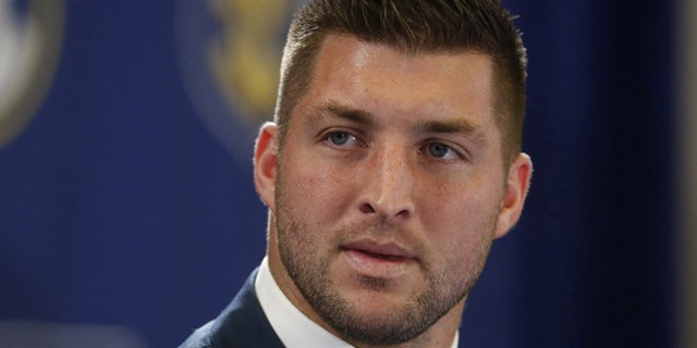 Dec. 5, 2014: File photo, Tim Tebow speaks during an SEC television broadcast in Atlanta.