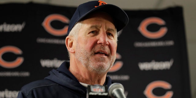 Chicago Bears head coach John Fox talks to the media after an NFL football game against the Cleveland Browns in Chicago, Sunday, Dec. 24, 2017.