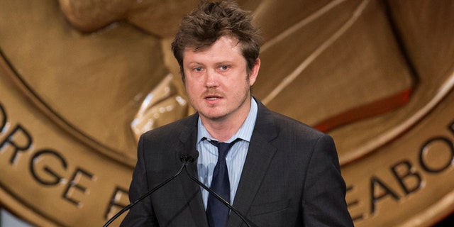 "House of Cards'" Beau Willimon addresses the crowd after the show won a Peabody Award in New York May 19, 2014.