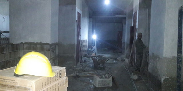 Construction work on Avicenna Womens and Children's Hospital in Idlib