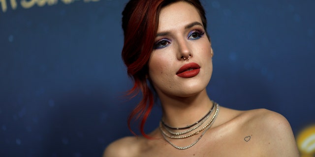 Cast member Bella Thorne poses at the premiere of "Midnight Sun" in Los Angeles, California, U.S., March 15, 2018.