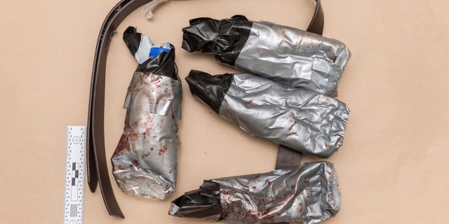 An undated handout photo issued by the Metropolitan Police, London, and made available on Sunday June 11, 2017 of a fake suicide belt worn by one of the London Bridge attackers in the attacks of Saturday June 3 which killed several people and wounded dozens more.
