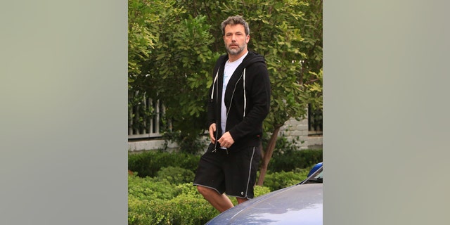 Affleck outside of his California home on Tuesday, reportedly after working out with his trainers.