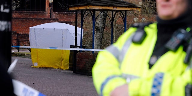Police blockade area where the attack occurred in Salisbury, United Kingdom.