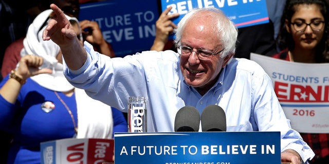 Presidential candidate Sen. Bernie Sanders on Tuesday, May 10, 2016, in Stockton, Calif.