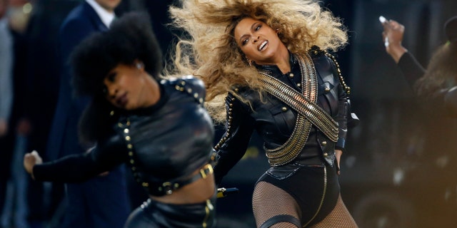 FILE - Feb. 7, 2016: Beyonce performs during halftime of the NFL Super Bowl 50 football game in Santa Clara, Calif.