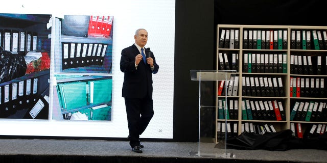 Israeli Prime minister Benjamin Netanyahu speaks during a news conference at the Ministry of Defence in Tel Aviv, Israel April 30, 2018.