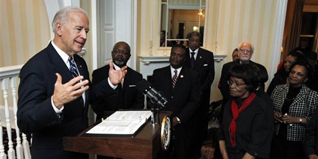 Vice President Biden speaks to guests in his official residence at the Naval Observatory in Washington Feb. 15 in honor of Black History Month.