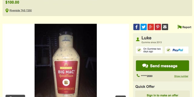 Select McDonald's restaurants in Australia sold out of the 4,000 bottles in about 15 minutes.