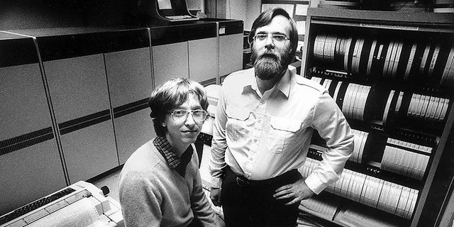 Microsoft founders Bill Gates, left, and Paul Allen pictured in 1981.