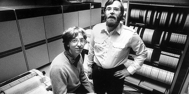 Microsoft founders Bill Gates, left, and Paul Allen pictured in 1981.