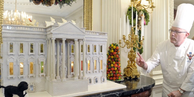 Pastry chef Bill Yosses created this nearly 300-pound gingerbread model of the White House in November 2012.