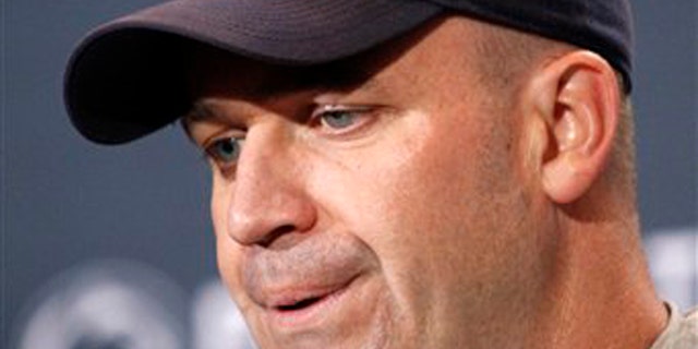 April 21, 2012: This file photo shows Penn State head coach Bill O'Brien during a news conference after the NCAA football team's annual Blue White spring scrimmage, in State College, Pa.