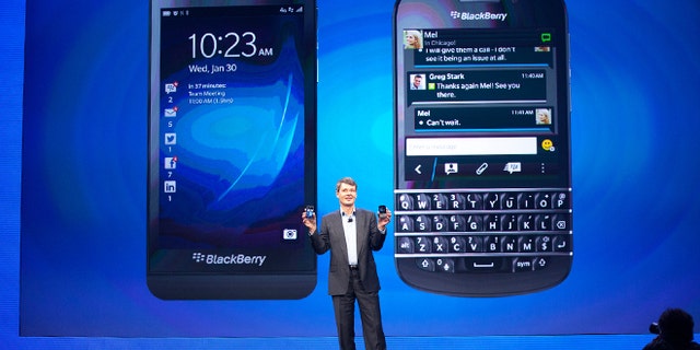 Jan. 29, 2013: Blackberry CEO Thorsten Heins presents the BlackBerry Z10 and the BlackBerry Q10.