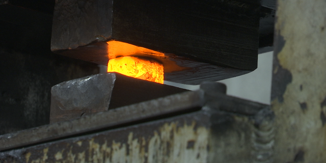 The process can take 10 to 14 hours to make a wedding band, and after a long day of hammering, forging and machining.