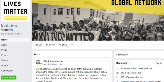 The screen grab above shows the real, verified Black Lives Matter Facebook page.