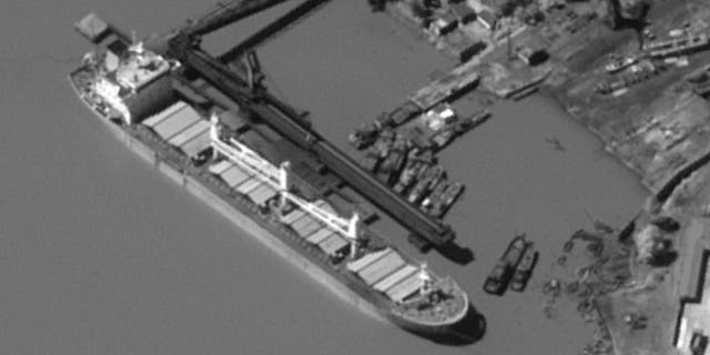 The Chinese-owned ship Kai Xiang was photographed appearing to load North Korean coal.
