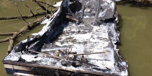 Three children were injured when this boat exploded in Maryland on Saturday, September 19, 2015