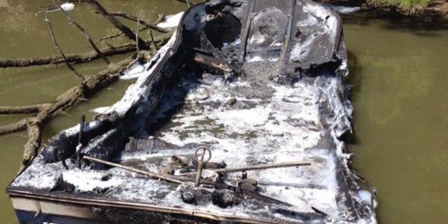 Three children were injured when this boat exploded in Maryland on Saturday, September 19, 2015