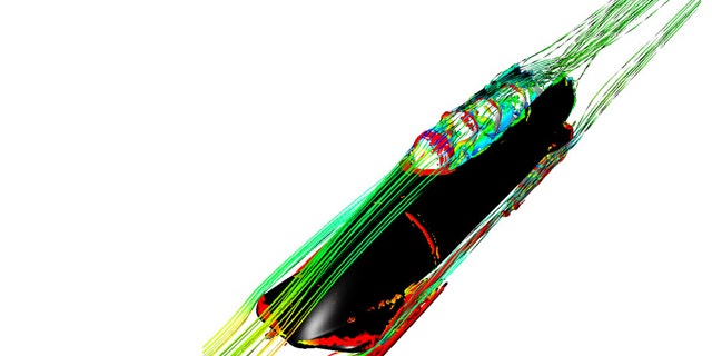 Physicists used a computer simulation to watch how air flows around a bobsled.