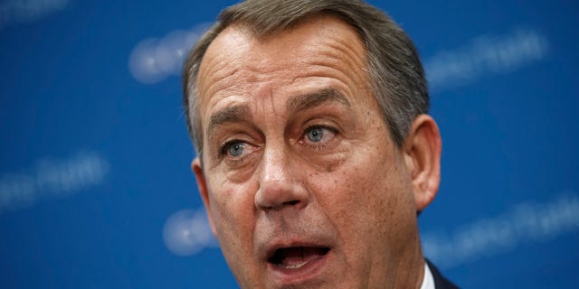 Oct. 8, 2013: House Speaker John Boehner speaks during a news conference on Capitol Hill in Washington.