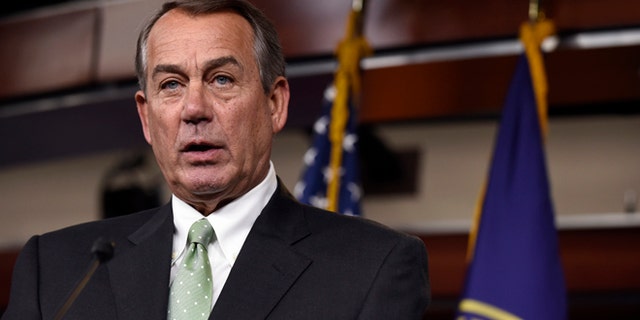May 21, 2015: House Speaker John Boehner speaks during a news conference on Capitol Hill.