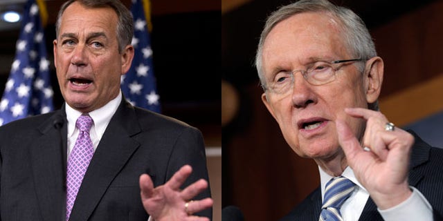 Shown here are House Speaker John Boehner, left, and Senate Democratic Leader Harry Reid.