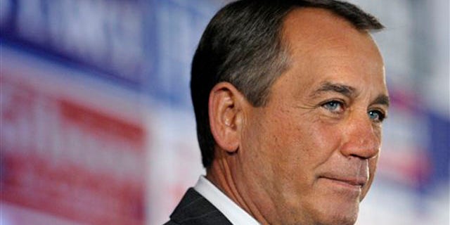 House Republican Leader John Boehner speaks at a party hosted by the National Republican Congressional Committee at the Grand Hyatt hotel in Washington Nov. 2. (AP Photo)